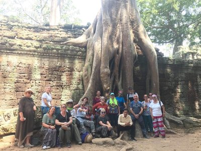 Happy tourists at Ta Prohm Temple